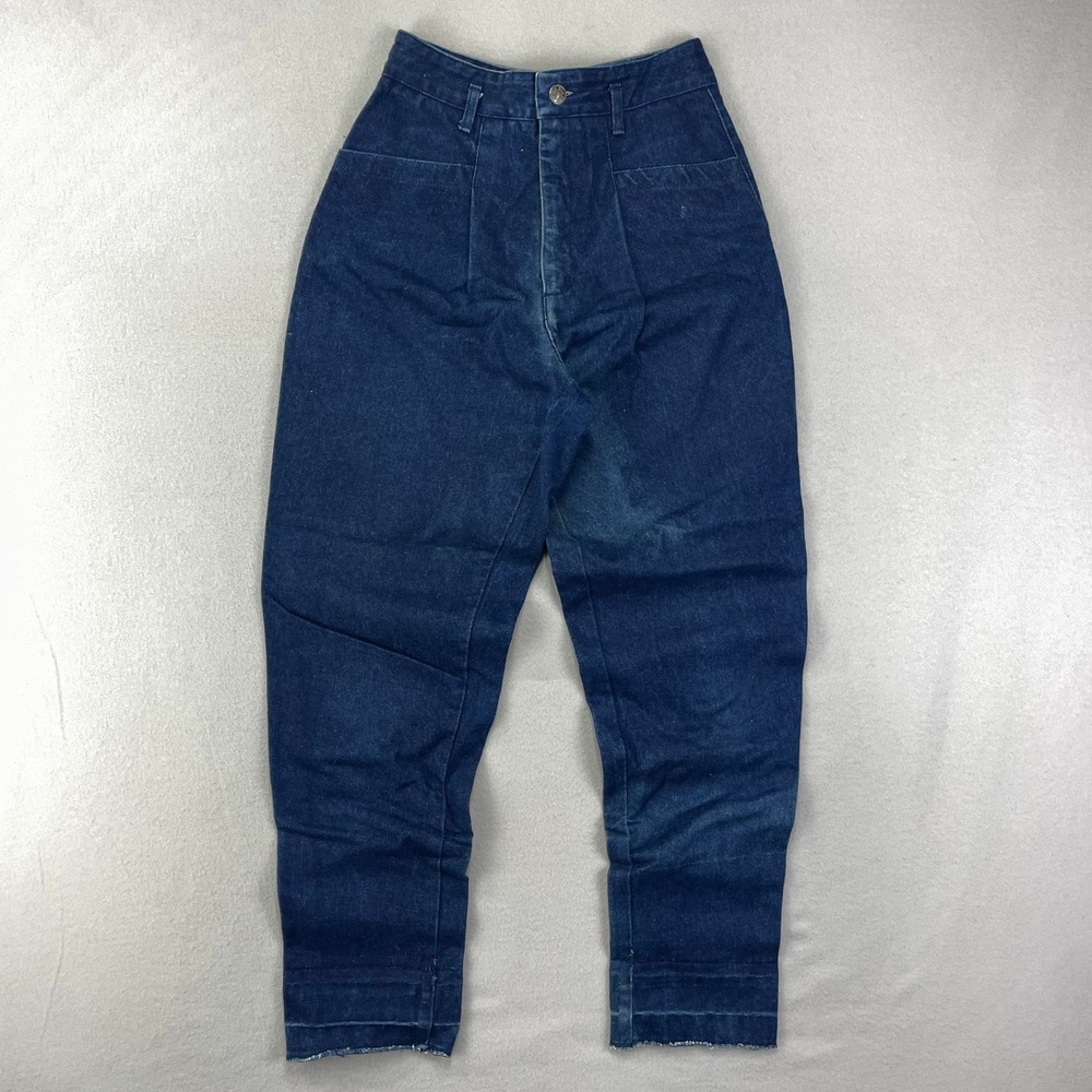 VTG 60s Chermin de Fer Jeans Womens 4 Blue Denim Riding Pants Rare Barrel Leg